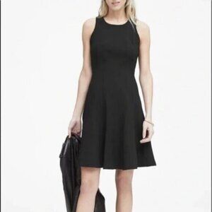 Banana Republic Womens Black Stretch Racerback Fit-and-Flare Size 0